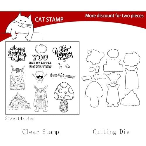 Mushroom Cutting Dies Clear Stamps For Scrapbooking Card Making Photo Album Silicone Stamp DIY Decorative Crafts