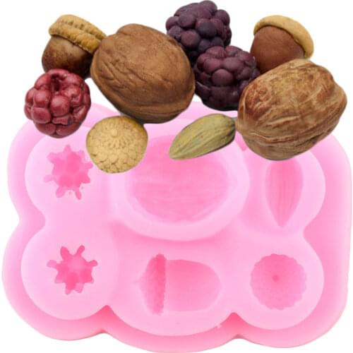Nuts Berries Walnut Silicone Mold Cupcake Topper Fondant Molds Christmas Cake Decorating Tools Candy Chocolate Gumpaste Moulds