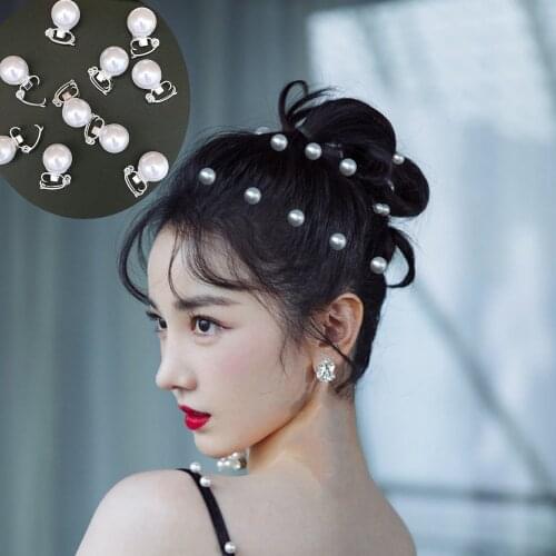 Rhinestone Pearls Acrylic Clips Girls Hair Accessories Bridal Wedding Jewelry Headwear Crystal Hairpins Metal Buckle Claw Clamp