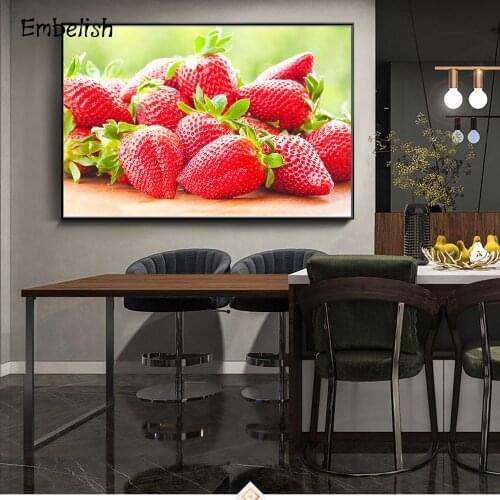 Embelish 1 Pieces HD Print On Canvas Strawberry Fruits Paintings For Living Room Modern Home Decor Pictures Kitchen Wall Posters