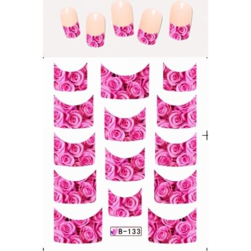 UPRETTEGO NAIL ART BEAUTY WATER DECAL SLIDER NAIL STICKER SQUARE HEAD FRENCH SMILE FLOWER ROSE DAISY PEONY B133-143