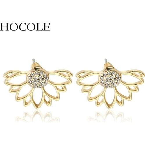 2018 Crystal Daisy Lotus Flower Earring For Women Simple Gold Silver Color Floral Stud Earring Wedding Jewelry Pendientes Mujer