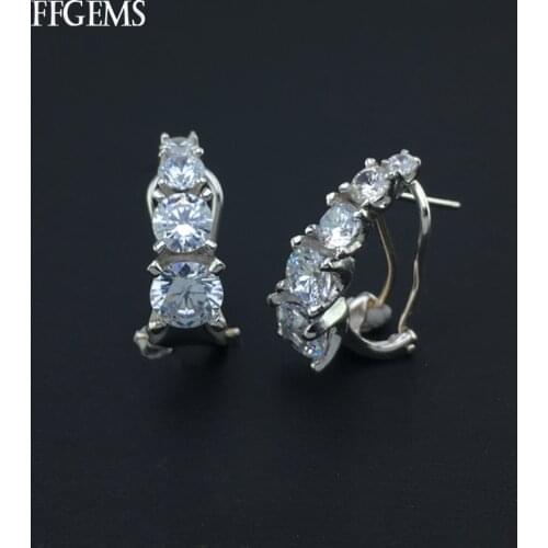 FFGems New Design 925 Silver Earring Sterling Zircon Fine Jewelry For Women Lady Engagement Wedding Party Gift Box