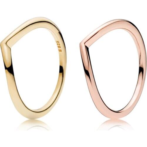 BaoFu New 925 Sterling Silver Ring Simple V Word Bright Popular Womens Wedding Ring Gift High Jewelry