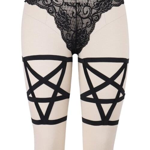 Pentagram Rave Punk Body Harness Garter Pole Dance Bondage Harness Sexy Lingerie Stocking Belt Fetish Gothic Harness Garter Belt