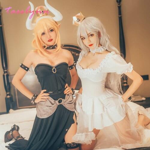 Anime Super Mario Cosplay Costume Princess Bowsette Kuppa Koopa Princess King Boo Cosplay Dress Halloween Party Women Dress