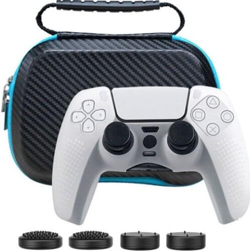 6 In 1 EVA Hard Gamepad Handle Carry Case For PS5 Storage Protective Bag Silicone Case For PS5 Controller With 4 Analog Caps