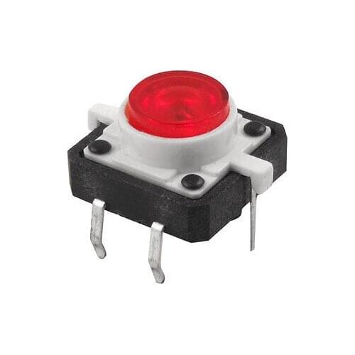 10PCS Red LED Light Momentary Tactile Tact Push Button Switch 12 x 12mm x 7mm 4Pin DIP