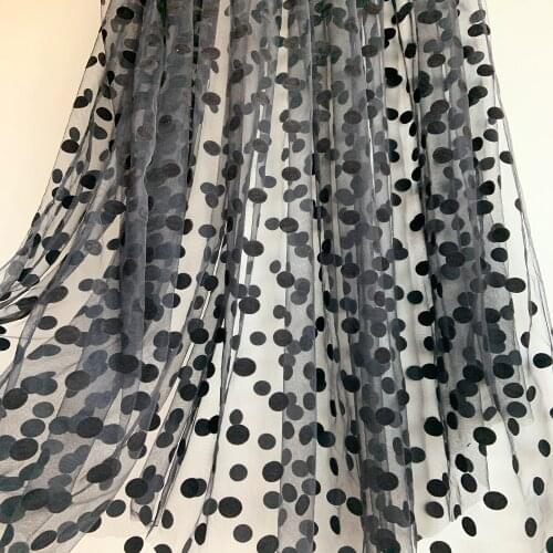 2020 New Arrival,5 yards Black Tulle Lace Fabric With Black Polka Dots, Tulle Mesh Fabric With Velvet Dot, Hot Selling