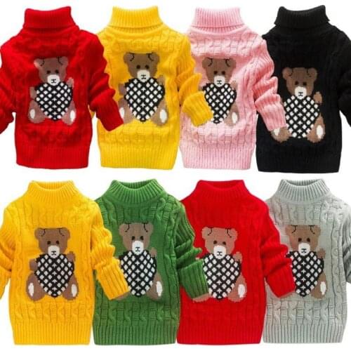 2019 Cartoon Baby Girls Sweater jumper Autumn Winter Kids Knitted Pullovers Turtleneck Warm Outerwear Boys SweaterYZXY