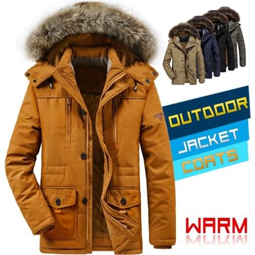 2021 Winter Coats Men Fleece Lined Parka Jacket with Hood Outerwear Thick Warm Overcoat Casual Plus Size Mens Jackets and Coats