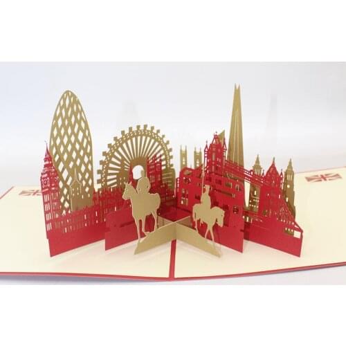 3D Laser Cut Handmade London Tower Bridge Big Ben Paper Invitation Greeting Cards PostCard Business Birthday Gift Souvenir
