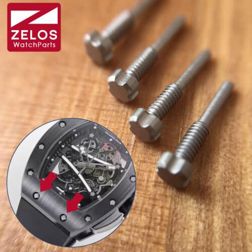 4piece/set black PVD/silvery/ 4 prongs RM watch screw for Richard mile watch band strap