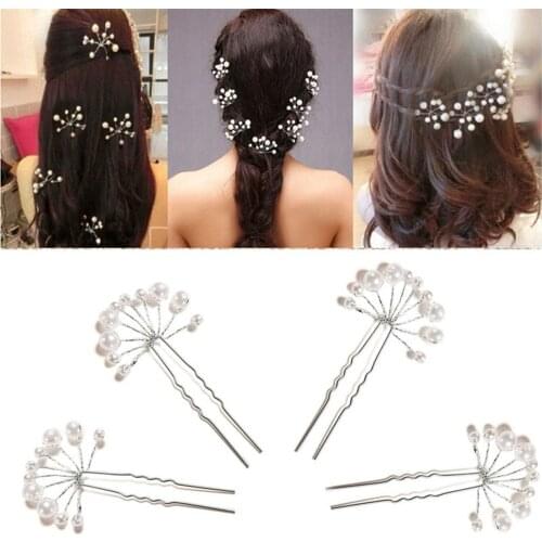 5PC Pearl Hairpins Hairstyles Wedding Bridal Hair Pins Hair Jewelry Accessories Hairwear Girls Hair Clips For Women