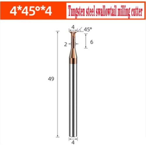 55Degree Carbide Tungsten Steel Swallowtail Milling Cutter 45Degree Chamfering 4*49*4*6