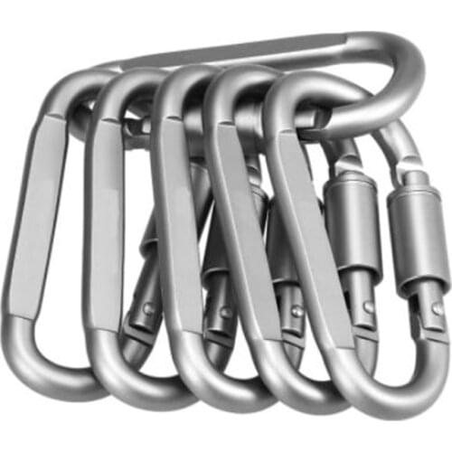 6Pcs Hike Aluminum Keychain Hook Survive Clasp D Ring Lock Quickdraw Clip Screw Climb Camp Snap Hang Outdoor Chain