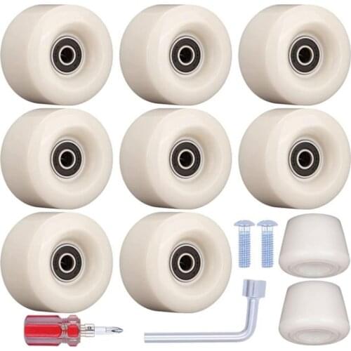 8 Pcs 82A Roller Pulley with Mounting Bearing and 2 Toe Plug,for Outdoor or Indoor Use Double-Row Skating,58X32mm