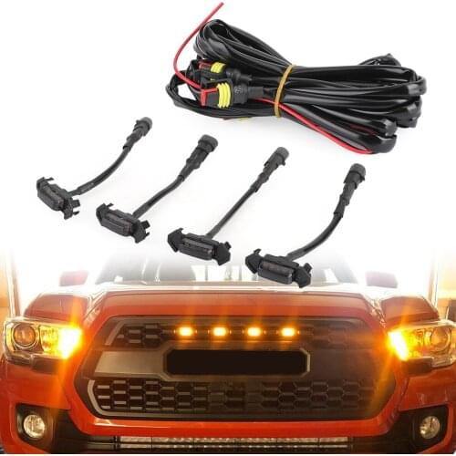 Artudatech 4 PCS Front Bumper Hood Grille LED Lights For Tacoma 2016-2020 Bumper Grille LED Lights Kit Car Styling Accessories