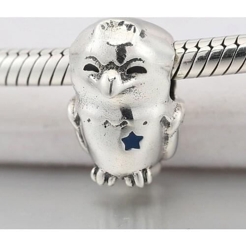 Authentic S925 Silver Bead DIY Jewelry Bald Eagle Charm fit Lady Bracelet Bangle