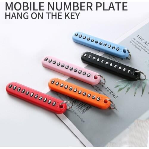 Car Keychain Anti-lost Phone Number Plate Auto Vehicle Phone Number Card Keyring Cell phone number keychain Anti-lost Anti-drop