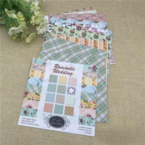 24 sheet 6"X6" Romantic Wedding of the flower patterned paper Scrapbooking paper pack handmade craft paper craft Background pad
