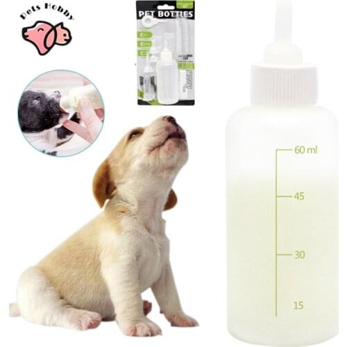 60ml Puppy Kitten Feeding Bottle Set Pet Dog Cat Baby Nursing Water Milk Feeder With Cleaning Brush Newborn Cat Drinking Bottle