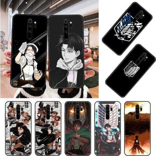 Phone Case For Xiaomi Redmi Note 8 8T 7 7A 9 9A 9S 8A 4 5 6 Pro Black Cover Etui Soft Prime Art Anime Attack On Titan