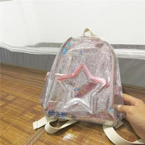 Mini Color Sequin Star Transparent Backpacks Children Women School Backpacks free delivery