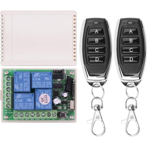 DC 12V Wireless Remote Relay Switch 4 Channel 433Mhz Wireless Transmitter with Remote Receiver, 12V Momentary Switch