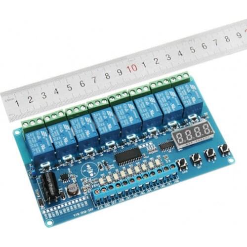 DC 8-36V 8-channel multi-function relay delay / self-locking / cycle / timing / linkage / control module PLC