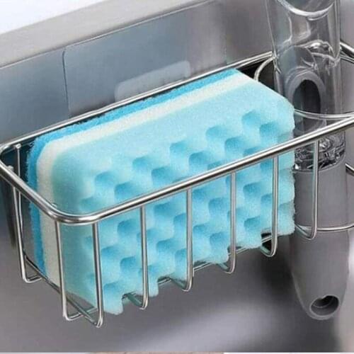 Stainless Steel Sponge And Brush Holder No Drilling Kitchen Sink Organizer Waterproof Sink Caddy Drainer Integrated Drainer