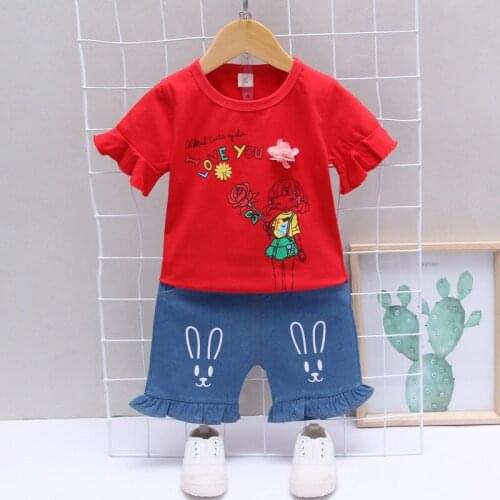 Girls' Summer Short-Sleeved T-shirt New Childrens Baby Half Sleeve Childrens Clothing Korean-Style Cotton Base Shirt Thin Suit