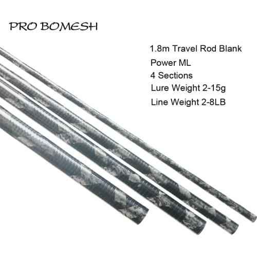 Pro Bomesh 1 Set 1.8m ML 4 Section X-ray Wrapping Carbon Fiber Travel Rod Blank Bass Rod Blank DIY Rod Building Component Cane