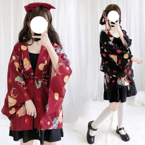 Japanese Style Fashion Kimono Casual Yukata Haori Cardigan Women Girls Sweet Retro Print Bathrobes Coat Jackets Tops Robes Gown