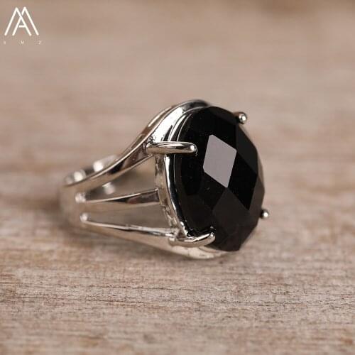 Natural Druzy Agates Stone Oval Beads Silvery Ring For Women Fashion Geode Beads Open Adjustable Ring Jewelry Gift Dropship