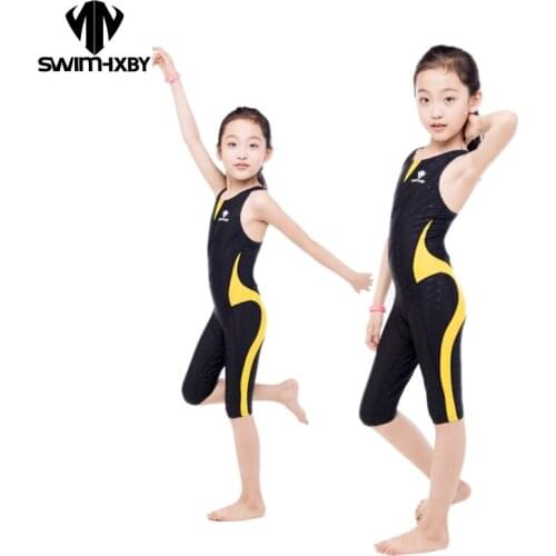 HXBY Arena Swimwear Kids Competitive Swimming One Piece Swimsuit Knee Plavky Girls Swimsuits Bathing Suit Swim Wear