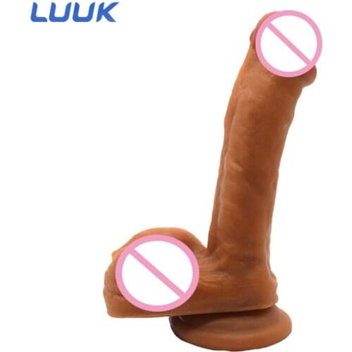 LUUK Soft Dick Realistic Penis Suction Cup Stripe stimulate Massage Vaginal Masturbation Long Dildo