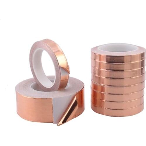 20 Meters Single Guide Copper Tape 0.05 Thick Copper Tape Copper Foil Tape Shielding Tape 3mm 4mm 5mm 6mm 7mm 8mm 10mm 12mm 18mm