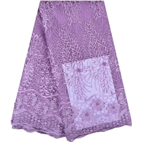 New African Lace Fabric Embroidered Nigerian Laces Fabric Lilac Gray High Quality French Tulle Lace Fabric For Wedding 1230