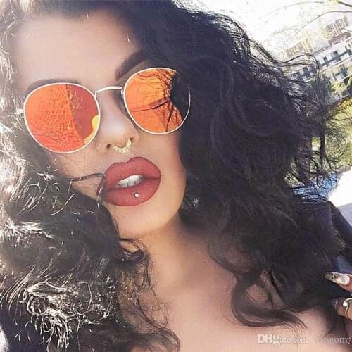 Orange Mirror Glasses Round womens sunglasses brand designer Sexy Shades Classic Mens Glasses UV400 Reflective Eyewear UV