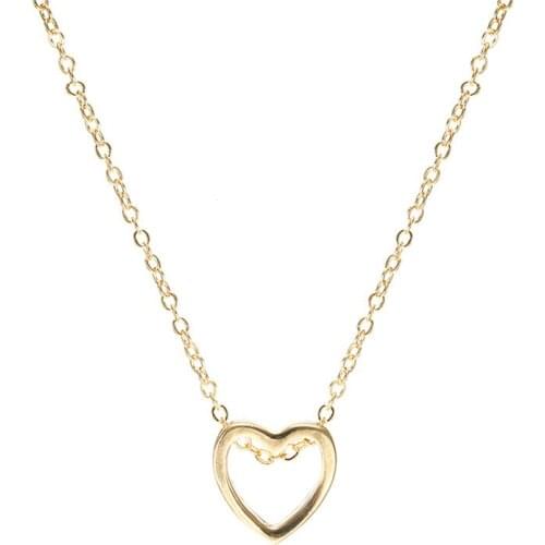 Love You Necklace Necklaces Collar Chain Chains Kettingen 2021 New Love Necklace Heart-shaped Hollow Golden Clavicle Woman