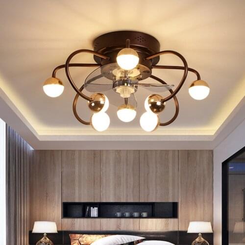 Postmodern LED Invisible Fan Light Stepless Dimming Remote Control Bedroom Restaurant Living Room Practical Lighting 110V/220V