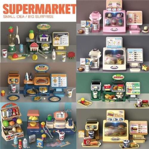 Pretend Play House Toys Childrens Simulation Supermarket Ice Cream Coffee Cash Register Electronic Scales Childrens Game Toys