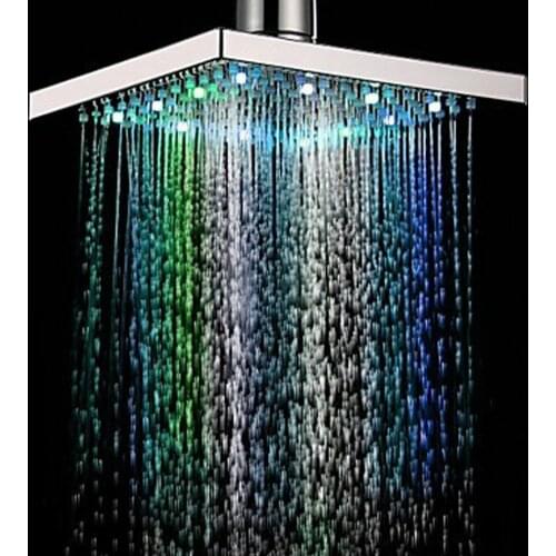 Self-Discoloring Shower Head Square LED Bath Faucet Shower Rainfall Stainless Anion Spa Shower Head High Pressure Rainshower