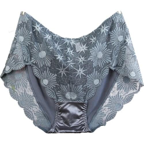 Sexy Lace Panties Women Underwear Plus Size Briefs High Waist Panties Hollow Out Embroidery Women Large Size Knickers Lingerie