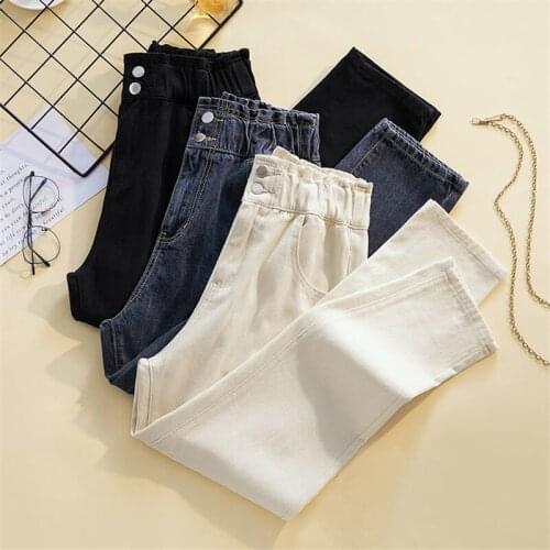 Spring Autumn New High Waist Jeans Female Korean Loose Casual Elastic Waist Harem pants Women Plus Size Denim Trousers Pants