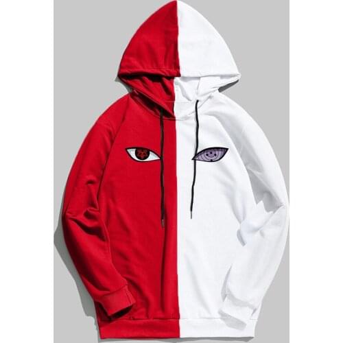 Hot sale new arrival male anime eyes fog funny eyes print pullover hoodie boruto spring and autumn two-tone hooded sweatshirt