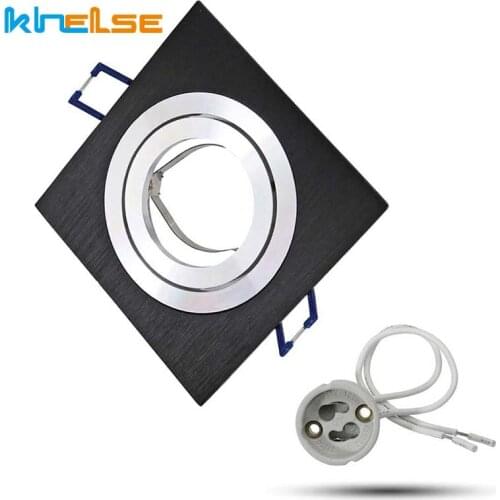 Recessed ceiling spot light GU10 MR16 base socket black square downlight kit 12V 220V for Ceiling lamp fixture with 50mm bulbs