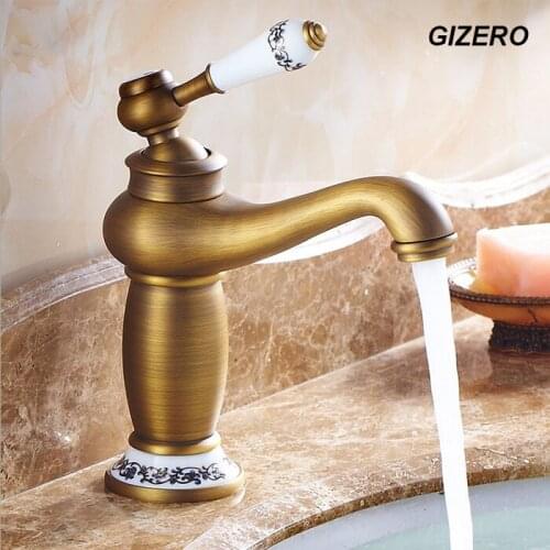 High Quality Bathroom Antique Bronze Faucet Basin Mixer Deck Mounted ceramic hot and cold water tap vessel faucet ZR124