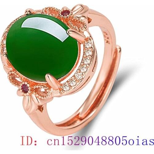 Green Jade Ring Women Amulet Natural Zircon Gemstone Chalcedony Charm 925 Silver Jewelry Fashion Crystal Gifts